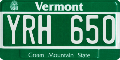 VT license plate YRH650