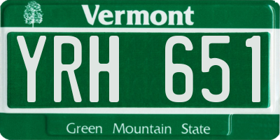 VT license plate YRH651