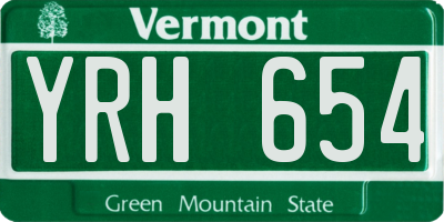 VT license plate YRH654