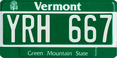 VT license plate YRH667