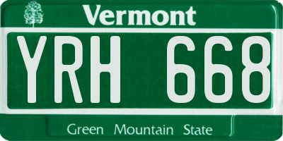 VT license plate YRH668