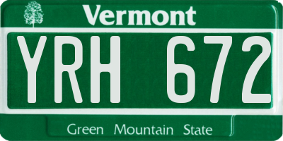 VT license plate YRH672