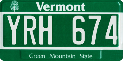 VT license plate YRH674