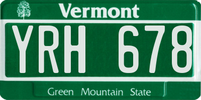 VT license plate YRH678