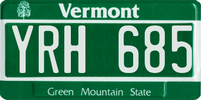 VT license plate YRH685
