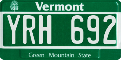 VT license plate YRH692