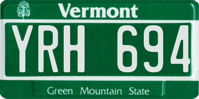 VT license plate YRH694