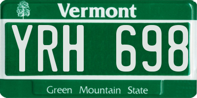VT license plate YRH698