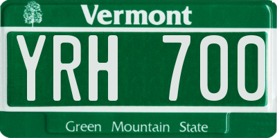 VT license plate YRH700