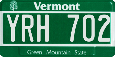 VT license plate YRH702