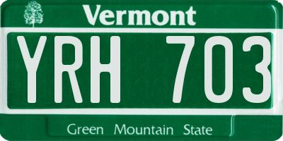 VT license plate YRH703