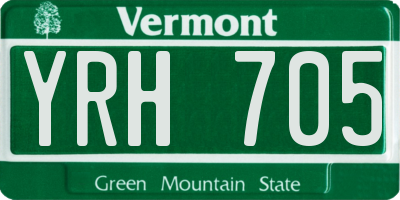 VT license plate YRH705