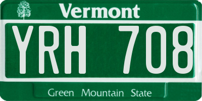 VT license plate YRH708