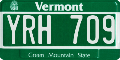 VT license plate YRH709