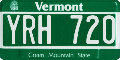 VT license plate YRH720