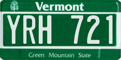 VT license plate YRH721