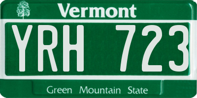 VT license plate YRH723