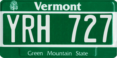 VT license plate YRH727