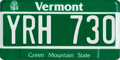 VT license plate YRH730