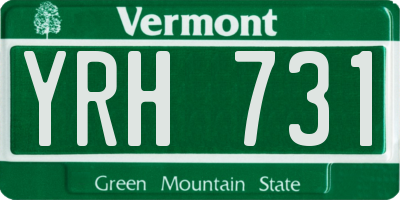 VT license plate YRH731