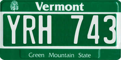 VT license plate YRH743