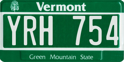 VT license plate YRH754