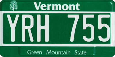VT license plate YRH755