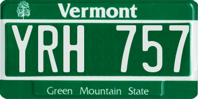 VT license plate YRH757