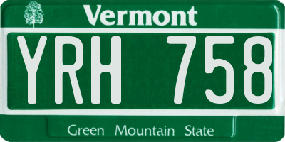 VT license plate YRH758