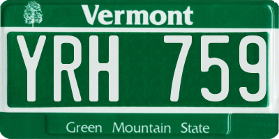 VT license plate YRH759