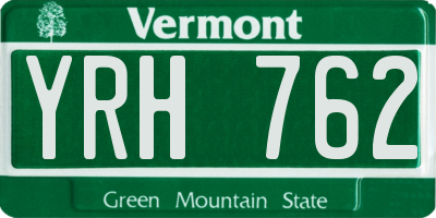 VT license plate YRH762