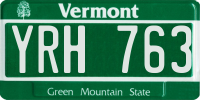 VT license plate YRH763