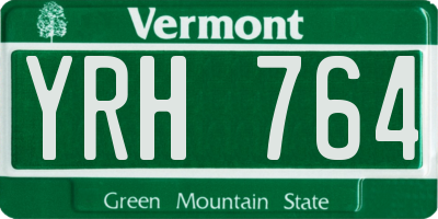 VT license plate YRH764