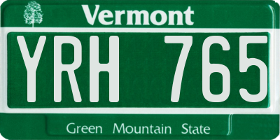 VT license plate YRH765