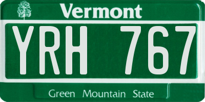 VT license plate YRH767
