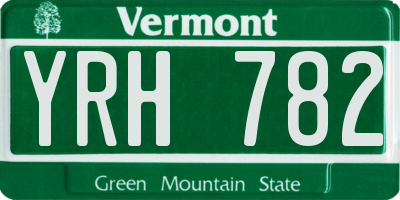 VT license plate YRH782