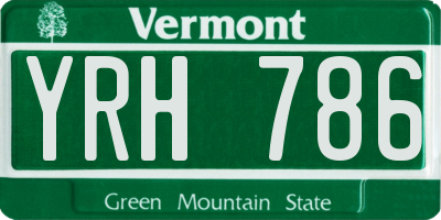 VT license plate YRH786