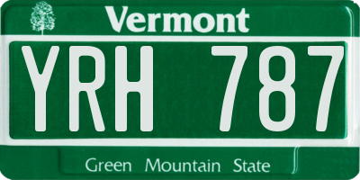 VT license plate YRH787