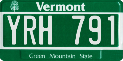 VT license plate YRH791