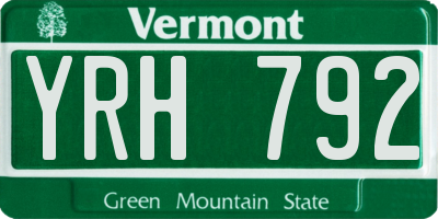 VT license plate YRH792