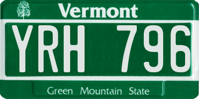 VT license plate YRH796