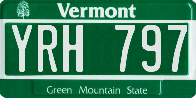 VT license plate YRH797
