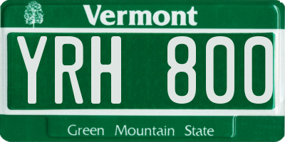 VT license plate YRH800