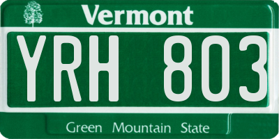 VT license plate YRH803