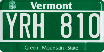 VT license plate YRH810