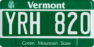 VT license plate YRH820