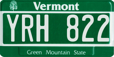 VT license plate YRH822