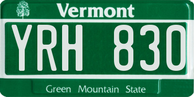 VT license plate YRH830