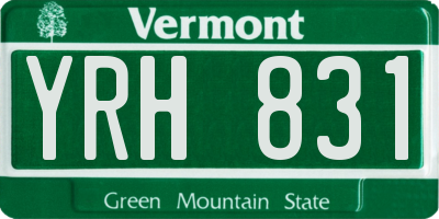 VT license plate YRH831
