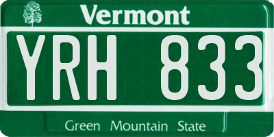 VT license plate YRH833